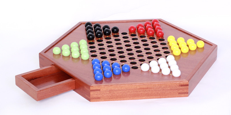 跳棋玻璃球木质桌上游戏棋牌厂家直销竞技益智玩具抽屉式便携收纳详情11