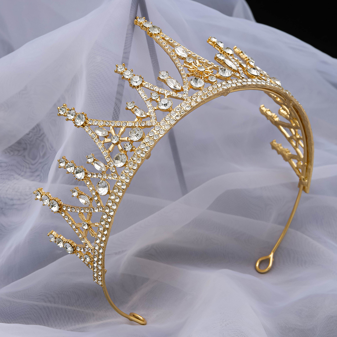 Nuevo estilo estilo coreano sen set atmósfera lujo vestido de novia accesorios mujer cristal diamante corona de pelo novia pic 11