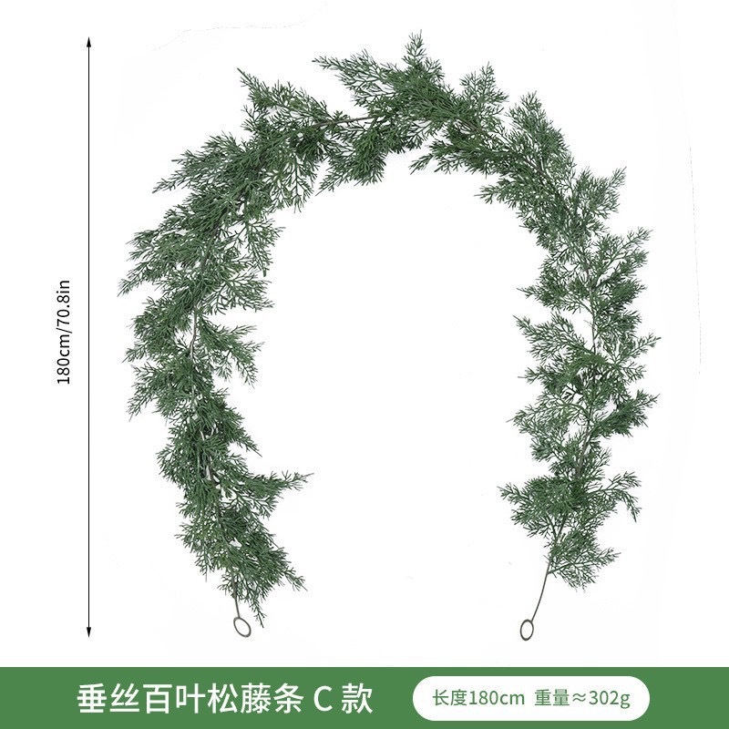 亚马逊人造仿真圣诞松柏藤条 手感软胶松针藤蔓家居装饰仿真绿植详情6