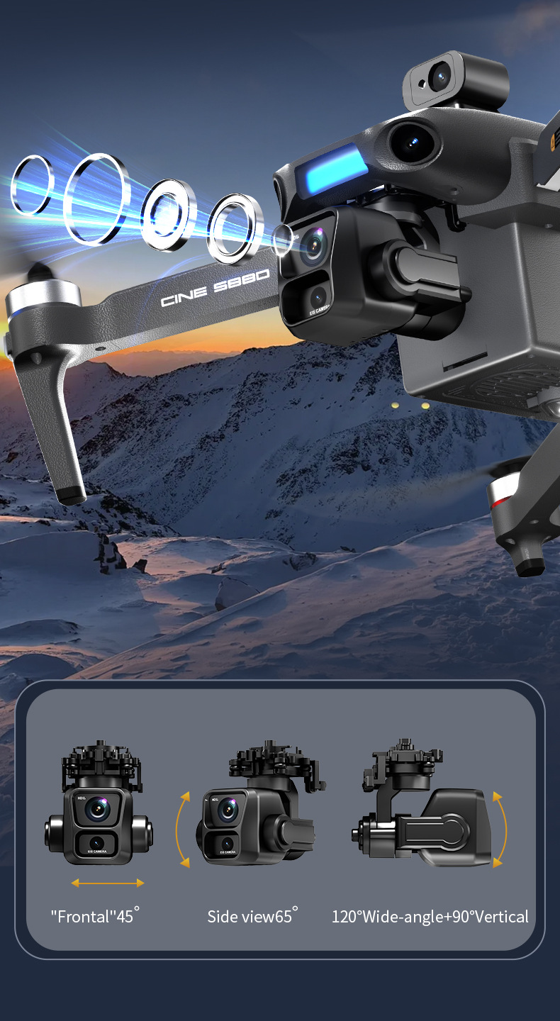 The latest S880 professional unmanned aerial vehicle, equipped with a large screen control for long-distance 12-kilometer video transmission and a 3-axis gimbal, Pengyi P7Max pic 6