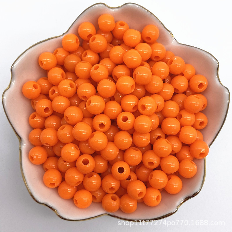 4/6/8mm亚克力直孔实色圆珠 diy手工串珠材料 光面珠子手机链散珠详情19