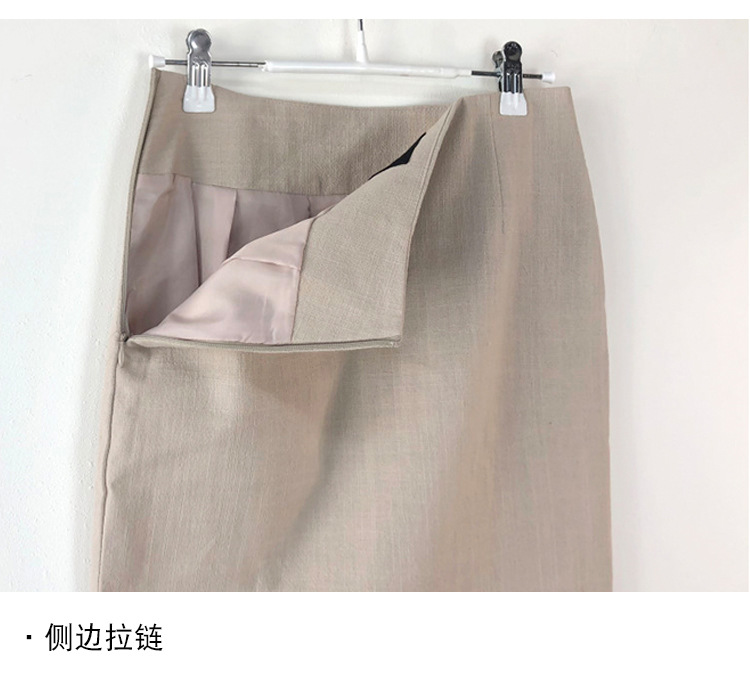 棉麻开叉半身裙女2025新款高腰垂感半裙小个子气质中长一步包臀裙详情10