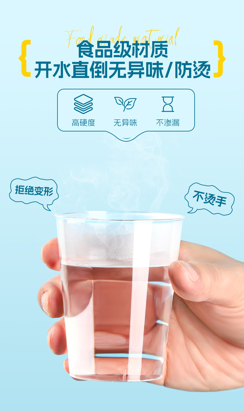 一次性杯子硬塑硬杯加厚航空杯子批发太空杯茶杯塑料水杯一件起批详情6