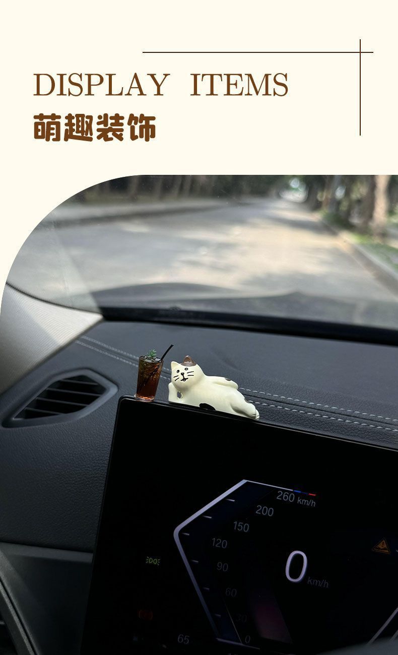 Healing little cat ice American car ornaments, car center console display screen ornaments, desktop ornaments, decorative items pic 3