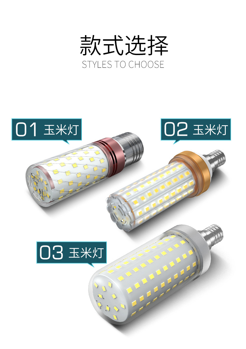 LED bulb screw socket energy-saving corn lamp, ultra-bright household E27E14 crystal chandelier, light source for living room, bedroom and dining room pic 2