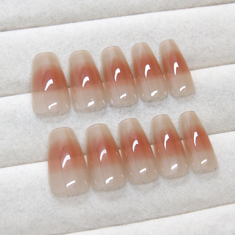 Long gradient nude color wearable nail polish, elegant blush nail polish pieces, clean and whitening, minimalist and pure, 24 pieces finished product wholesale pic 8