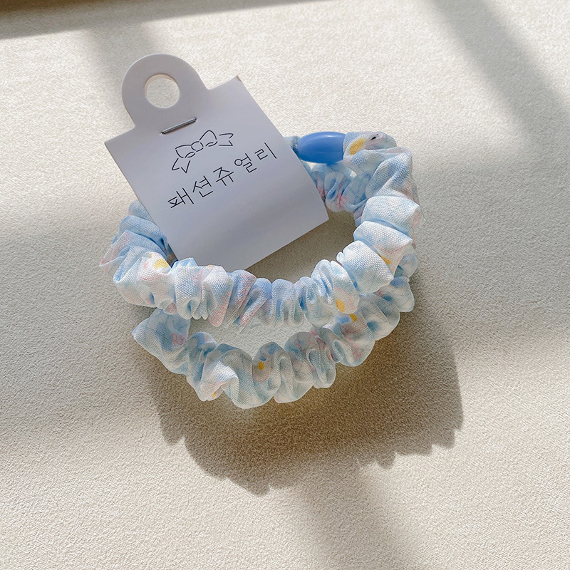 Two-piece rabbit large intestine hair tie set, fashionable and fresh cartoon hair tie combination, basic hair band for tying hair pic 9