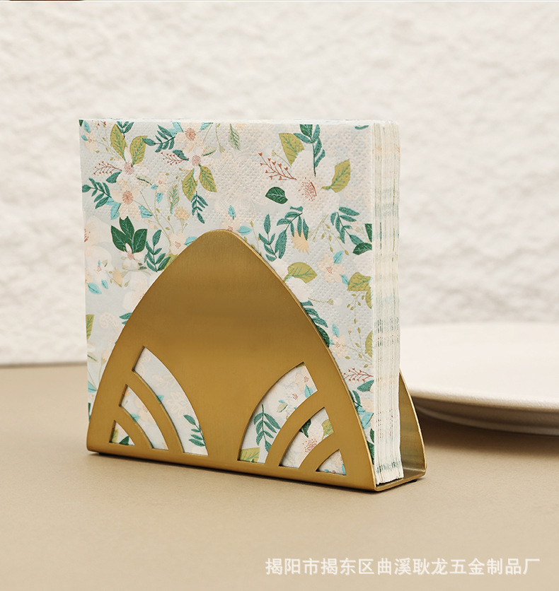 ins金色三角形不锈钢纸巾架 西餐厅咖啡厅酒店餐桌夹纸金属餐巾座详情11