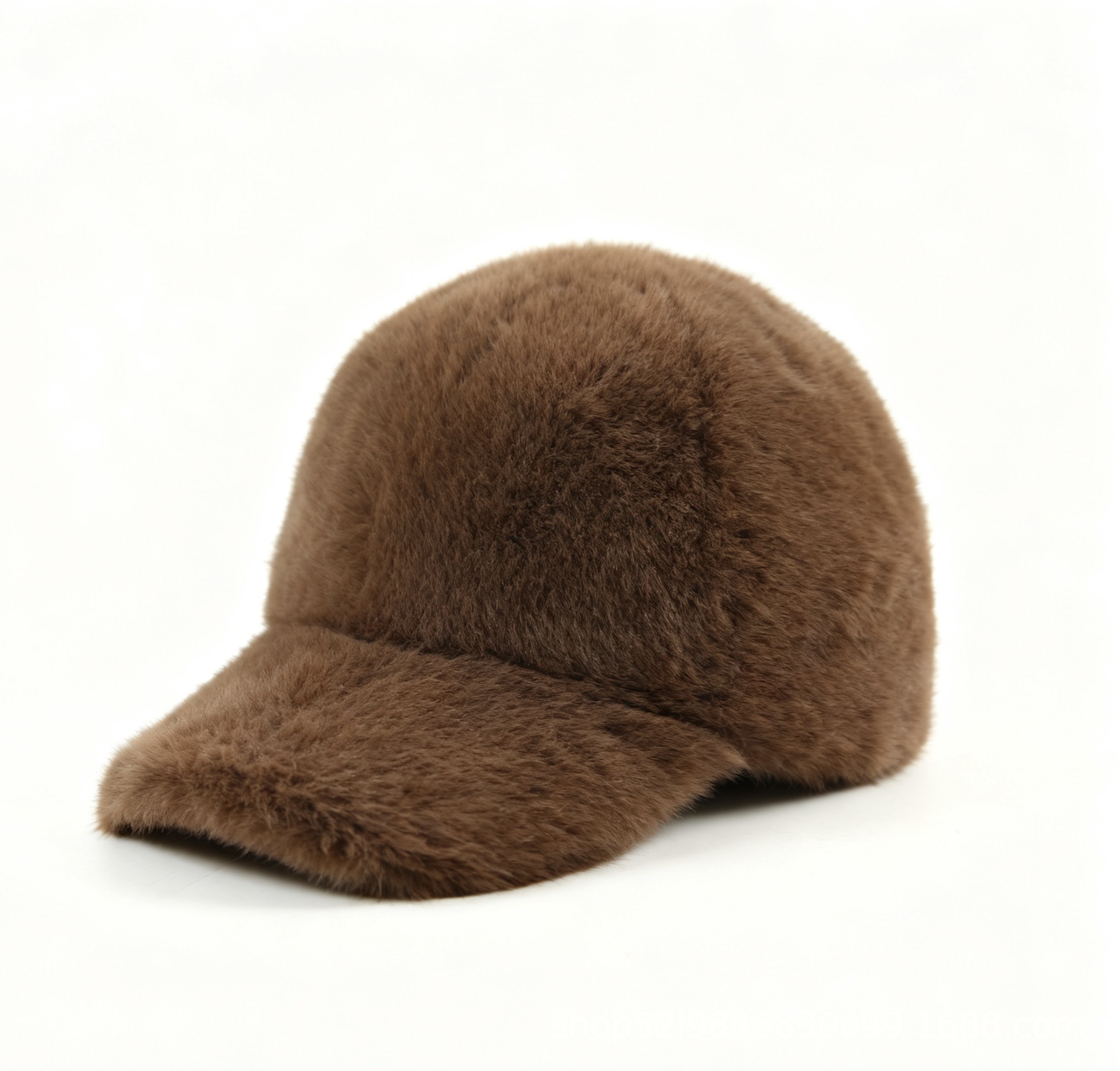 Autumn and winter plush solid color baseball cap, outdoor cold-proof and warm baseball cap, versatile curved brim sun hat, face-showing small hat pic 1