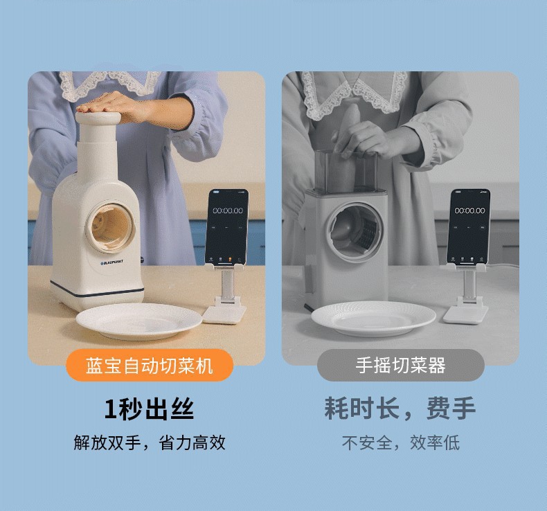 德国蓝宝电动切菜机QC01家用多功能自动滚筒刨丝器小型切菜器详情12