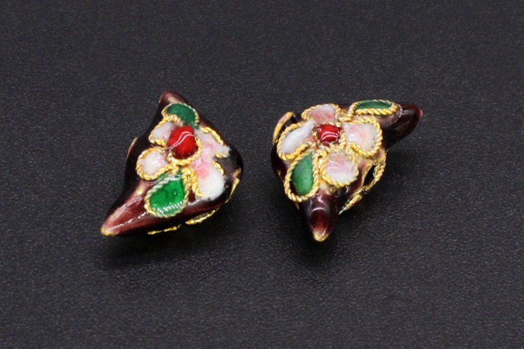 Traditional high-temperature cloisonne enamel floral silver-blue DIY jewelry accessories with beads and cloisonne 15*8 small ingots pic 4