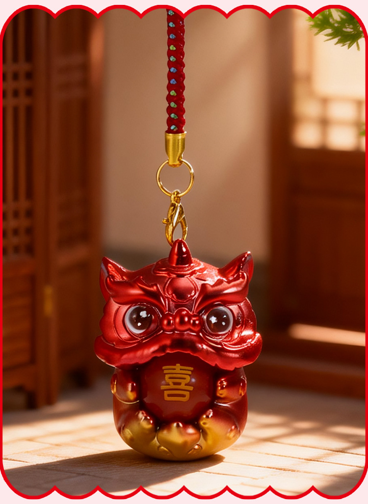 Wholesale of auspicious beast blessing energy pendant blind box, cartoon cute lion dance backpack decoration accessories, car and vehicle pendant pic 17