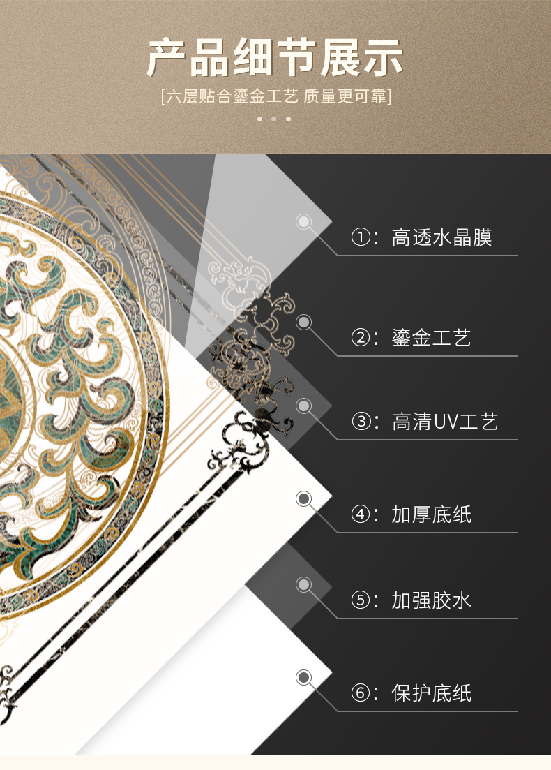Gilded Mosaic tile stickers, living room floor, entrance hall, corridor decoration floor tiles, self-adhesive waterproof and wear-resistant floor stickers pic 5