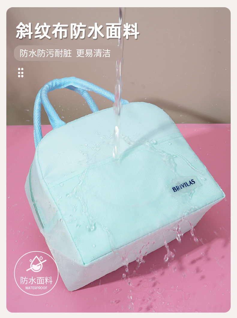 厂家批发纯色保温午餐包学生上班族便携手提款牛津布保温午餐包详情9