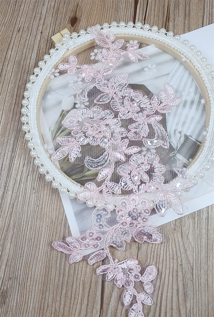 Wedding dress embroidery decals, matching flowers, DIY Barbie doll materials, white, red, black lace, clothing accessories pic 2