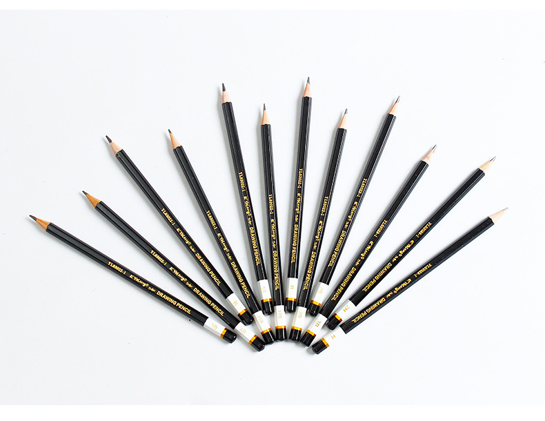 Yalong Cross-border Soft Poplar Wood Professional Art Pencils 12 pieces Mixed standard pencils HB2B Art Sketch pencils pic 7