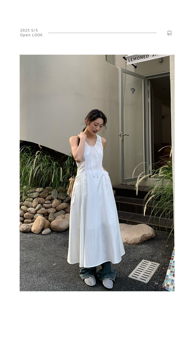 NEIHE内赫2025立体袋裙子夏天女简约吊带无袖连衣裙女春夏252187详情2