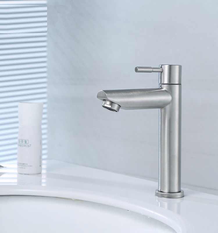 Wholesale 304 stainless steel single-cooling washbasins, faucets, bathroom and balcony household washbasins, washbasins, quick-turn faucets pic 17