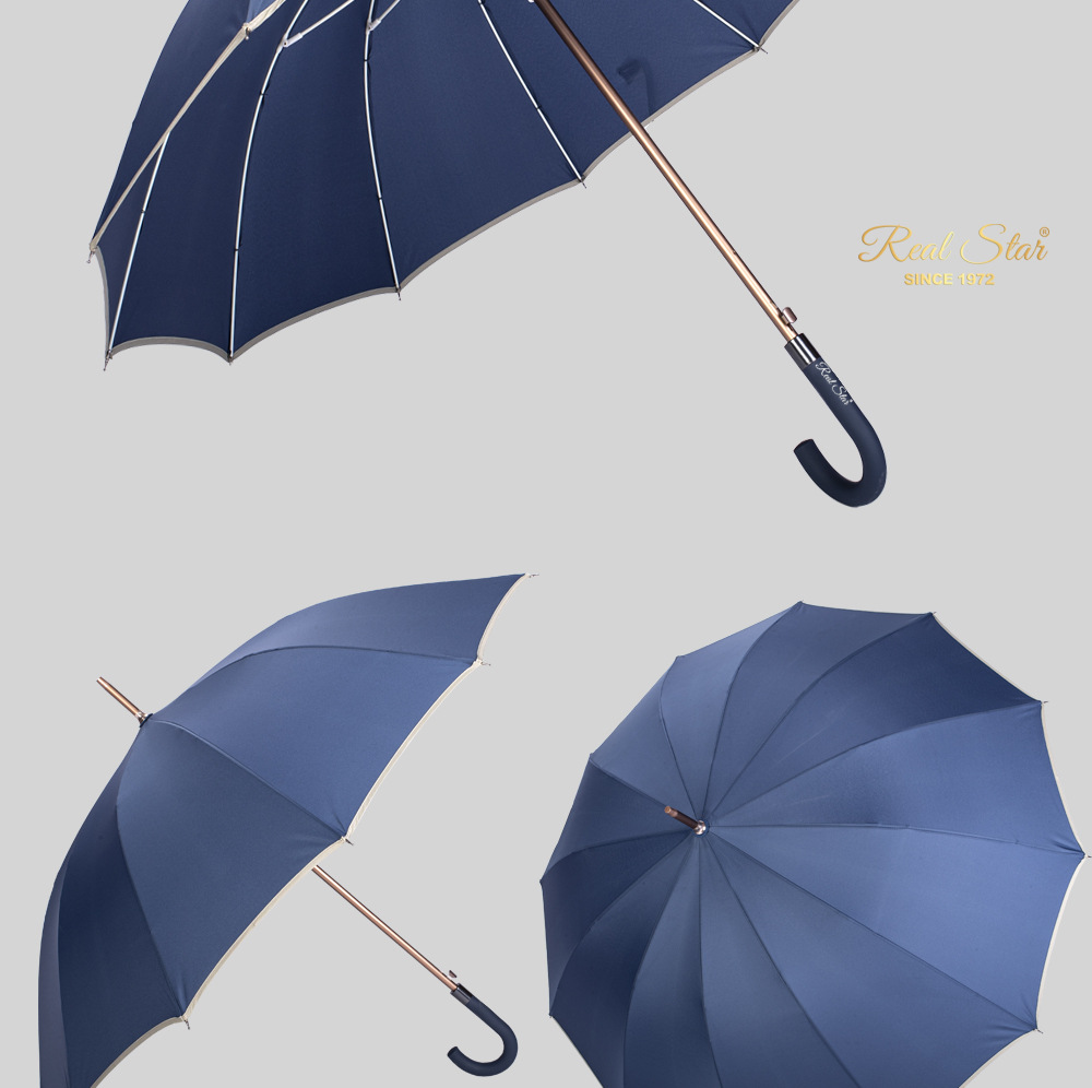 星宝商务长柄伞25寸大伞面12骨抗风25寸12骨素色雨伞可印logo详情17