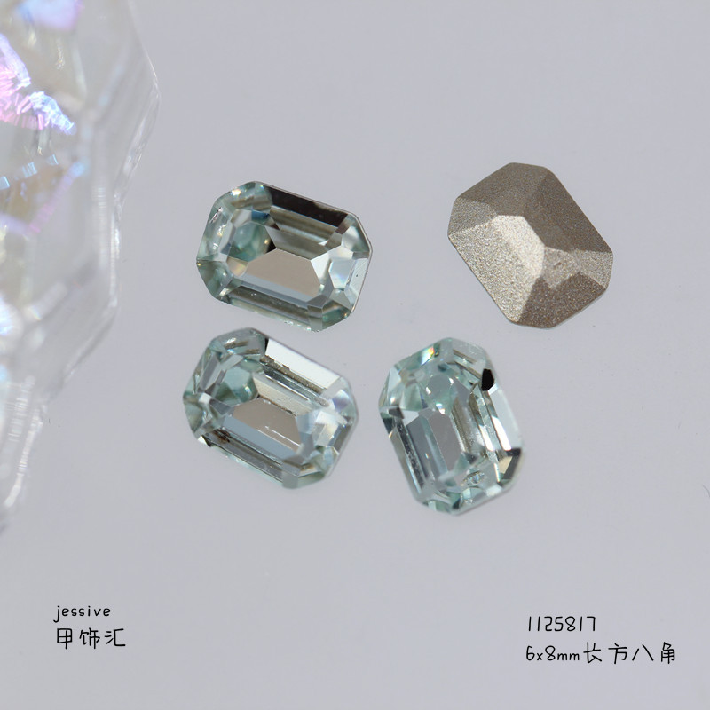 新款饰品K9淡粉蓝多切面尖底钻异形水晶歪心华子同款指甲饰品批发详情23