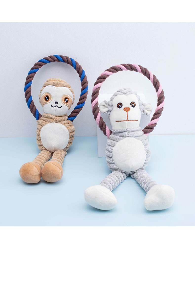 宠物毛绒玩具啃咬结绳猴子青蛙狗毛绒玩具狗狗发声洁齿狗棉绳批发详情13