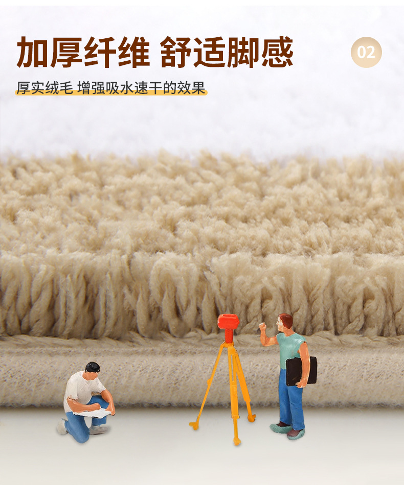 跨境热销回框渐变平绒地垫厕所卫生间吸水速干脚垫家用浴室防滑垫详情6