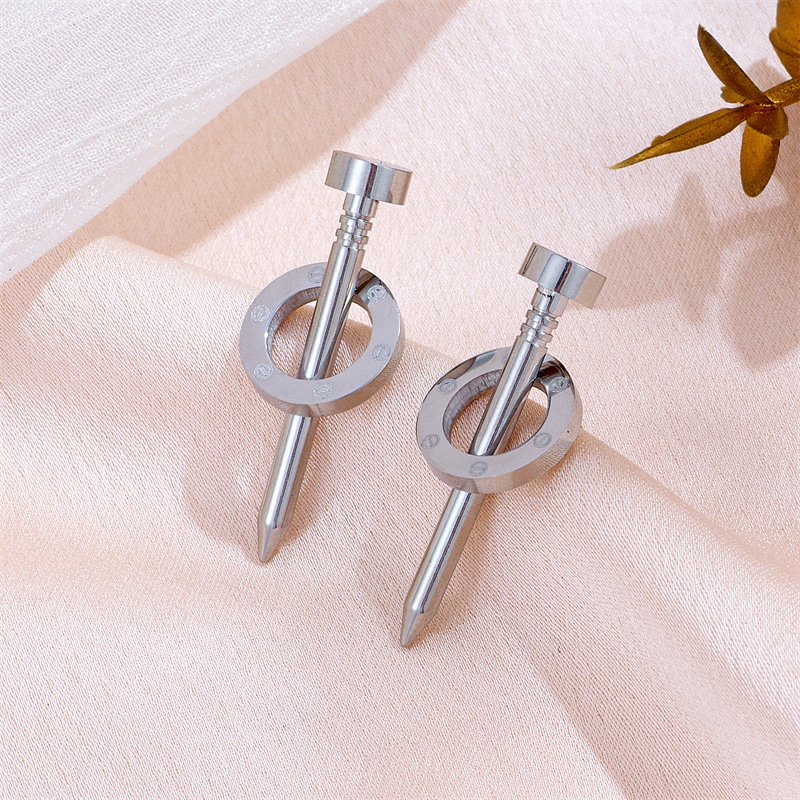 欧美热销不锈钢保色钉子套装 时尚简约钛钢不掉色18k镀金钉子首饰套装详情2