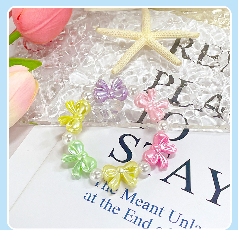 【可以】儿童可爱手链彩色亚克力串珠手环爱心蝴蝶结女孩手串手饰详情13