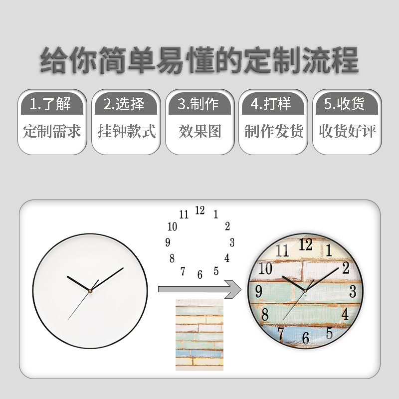 厂家直供钟表挂钟客厅家用时尚创意电波钟静音简约石英时钟批代发详情2