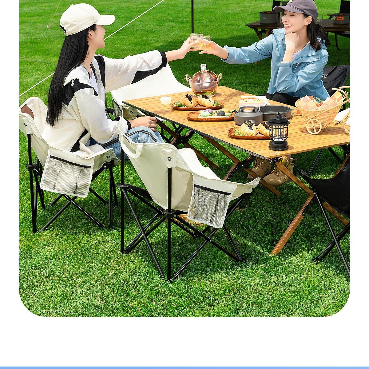 户外折叠椅子月亮椅户外用品大全露营桌椅套装钓鱼折叠椅有靠背详情27