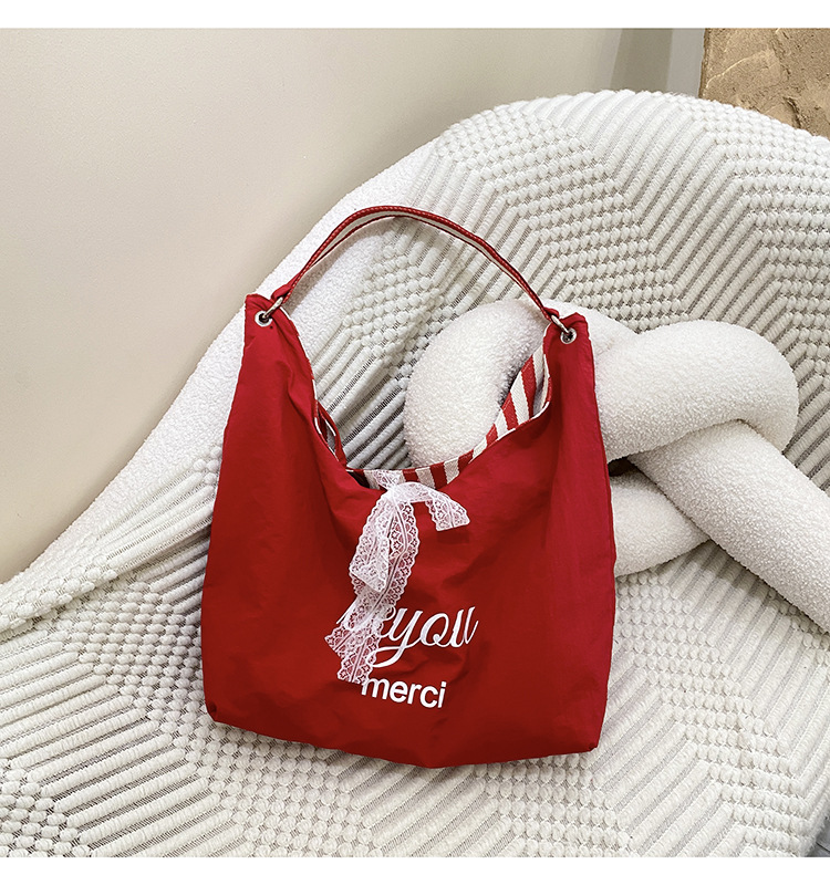 自制夏季大容量刺绣帆布包ins风简约字母通勤百搭纯棉单肩包详情17