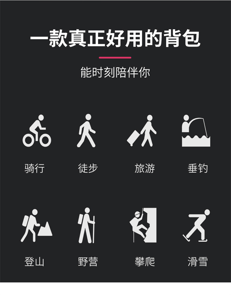 Wholesale of large-capacity portable water-resistant backpacks for outdoor travel and cycling, suspended frame travel and mountaineering bags pic 3