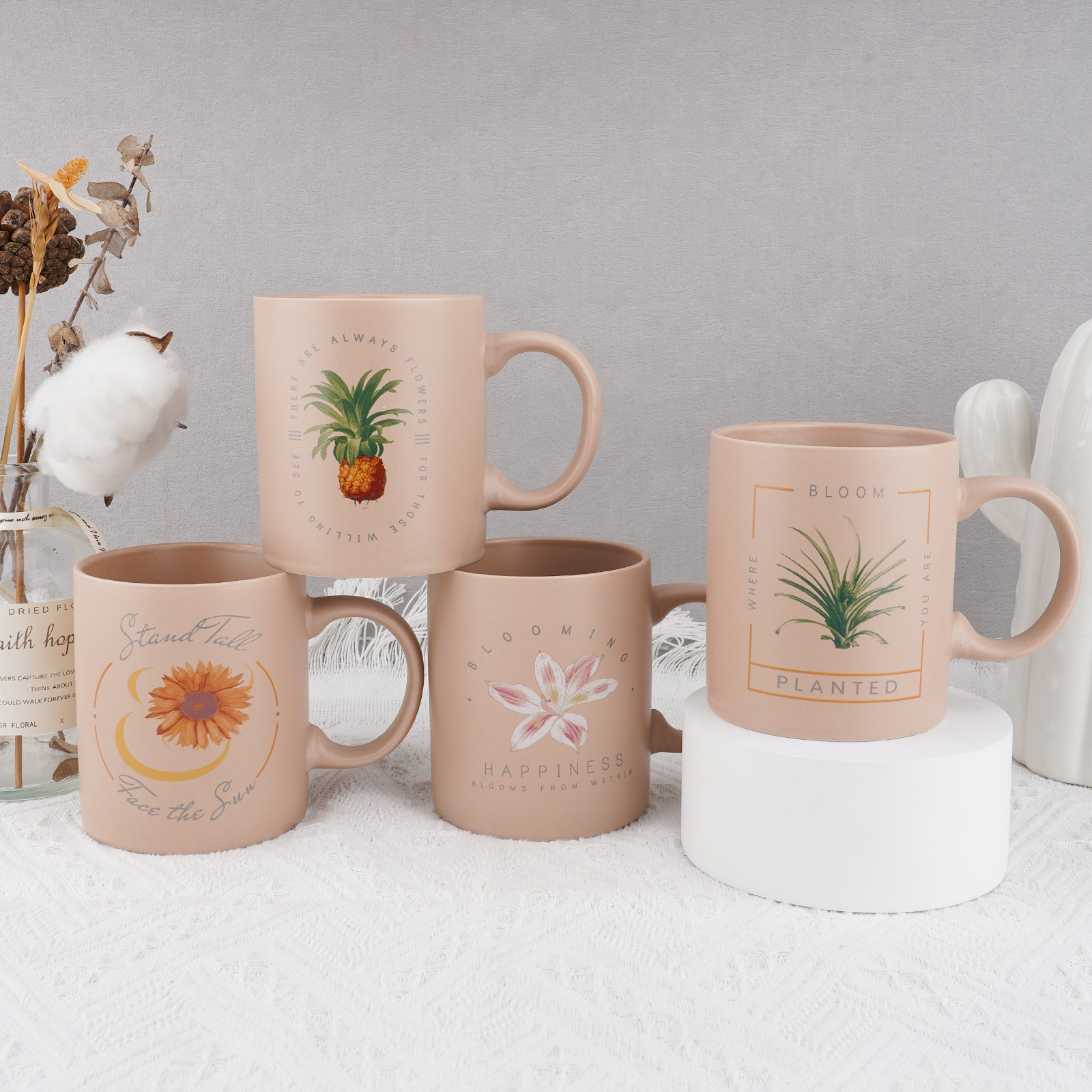 Customized new fully matte milk cups, ceramic cups, coffee cups, household mugs, and gift cups with LOGO printing and engraving pic 2