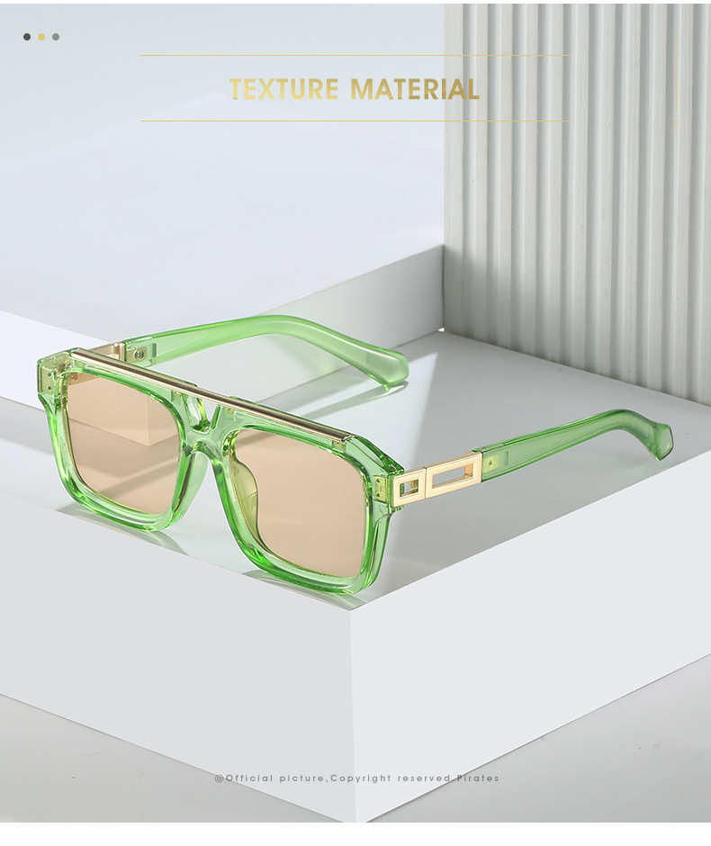 2023新款复古双梁太阳镜男款 欧美时尚方框百搭金属潮流墨镜女款UV400防紫外线跨境热销太阳镜详情2