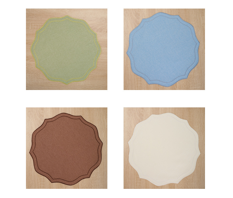 国潮高级感异形棉麻西餐垫亚麻纯色布艺隔热垫轻奢餐桌欧式绣花餐垫详情17