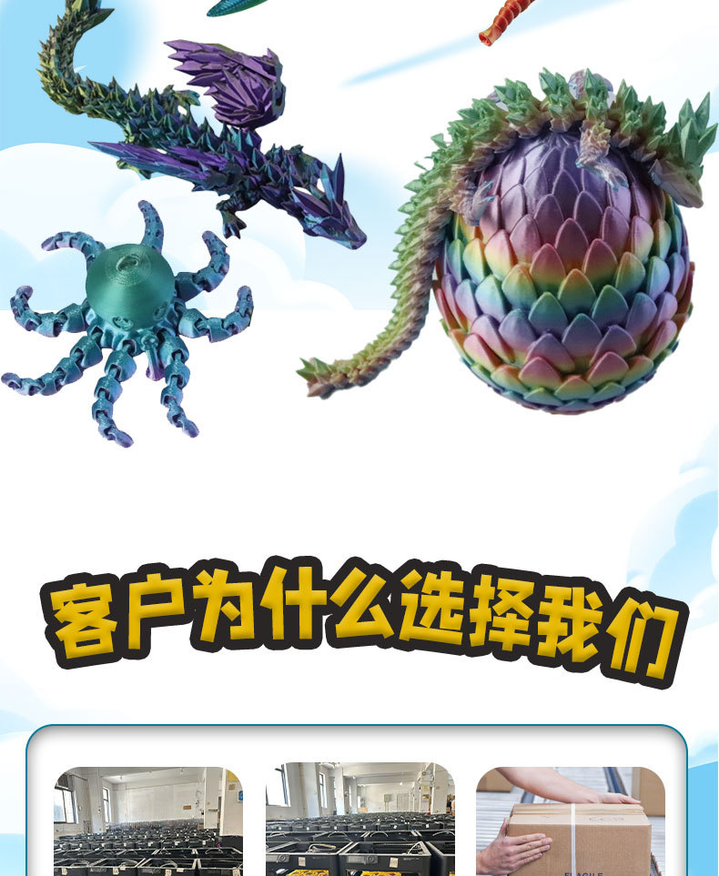 3D printed Triceratops joint movable dinosaur skeleton ornaments, toys, figurines, gifts, models, cross-border handicrafts pic 11