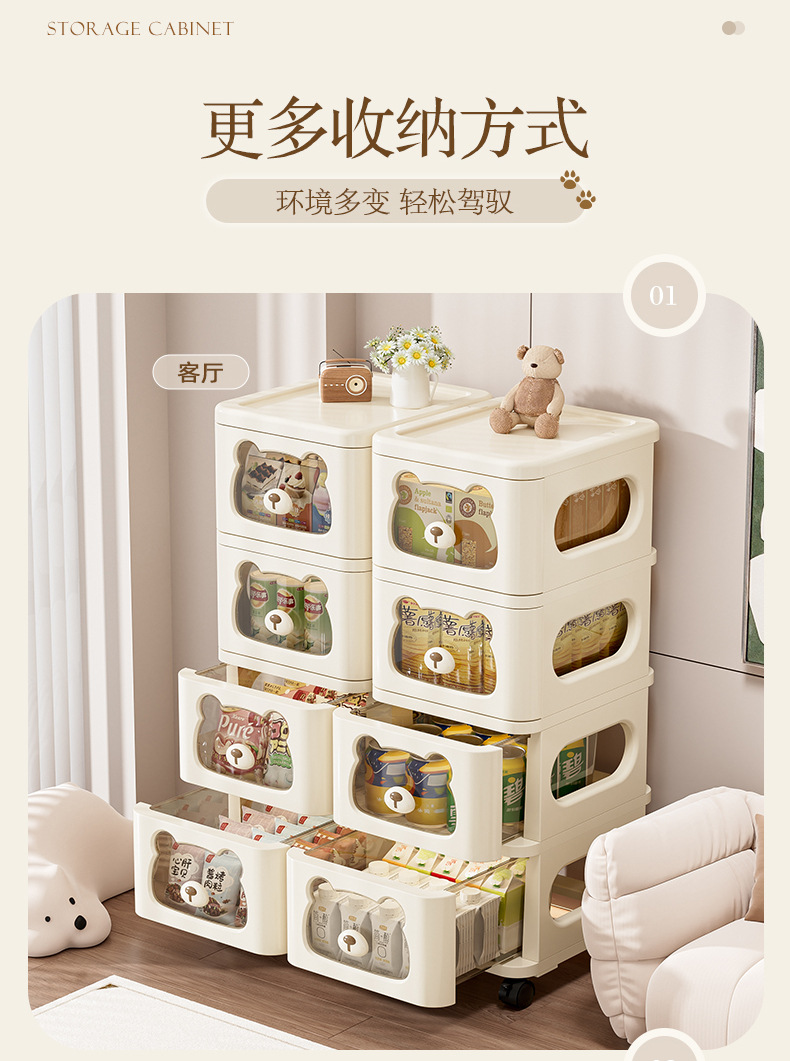 客厅儿童整理玩具宝宝零食柜多层置物收纳架多功能家用PP收纳柜详情18