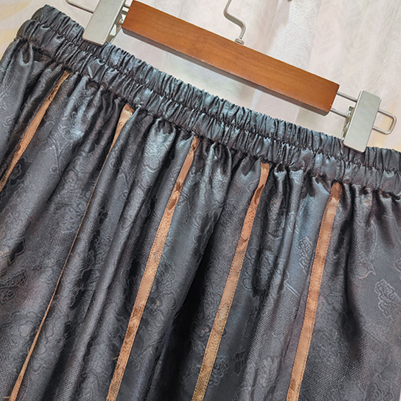 香云纱花萝真丝马面裙女士夏季新品桑蚕丝撞色高腰松紧复古半身裙国潮详情10