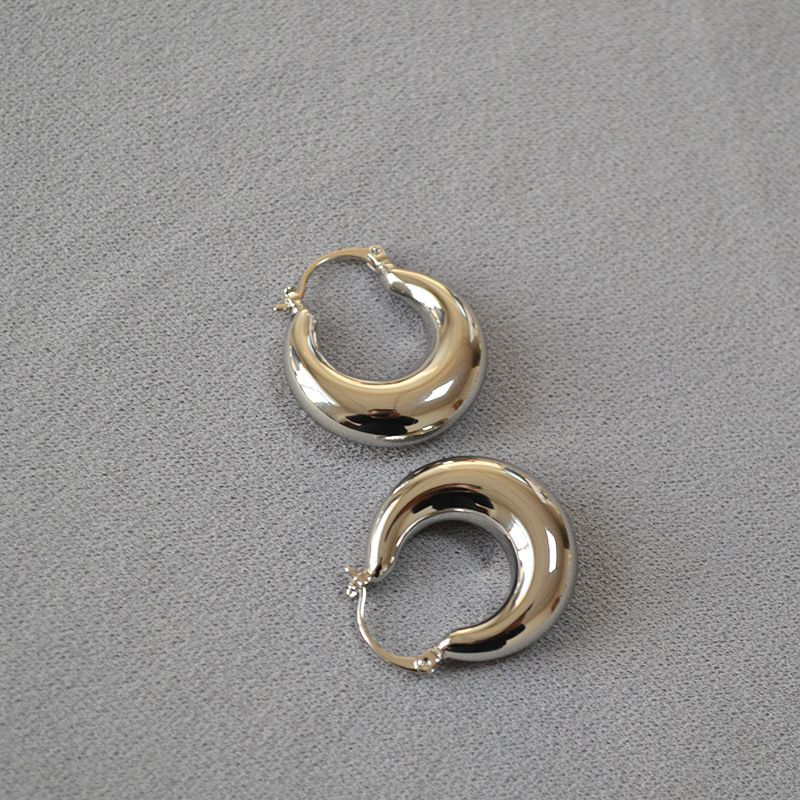 欧美小众设计个性潮酷光面空心黄铜镀金月牙冷淡风高级感耳环耳饰详情7