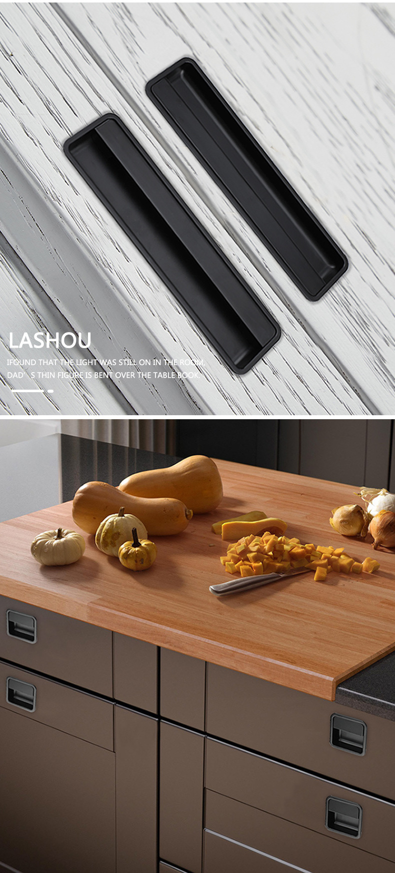 黑色隐形拉手嵌入式暗装柜门衣柜抽屉金色现代简约谷仓移门把手详情6