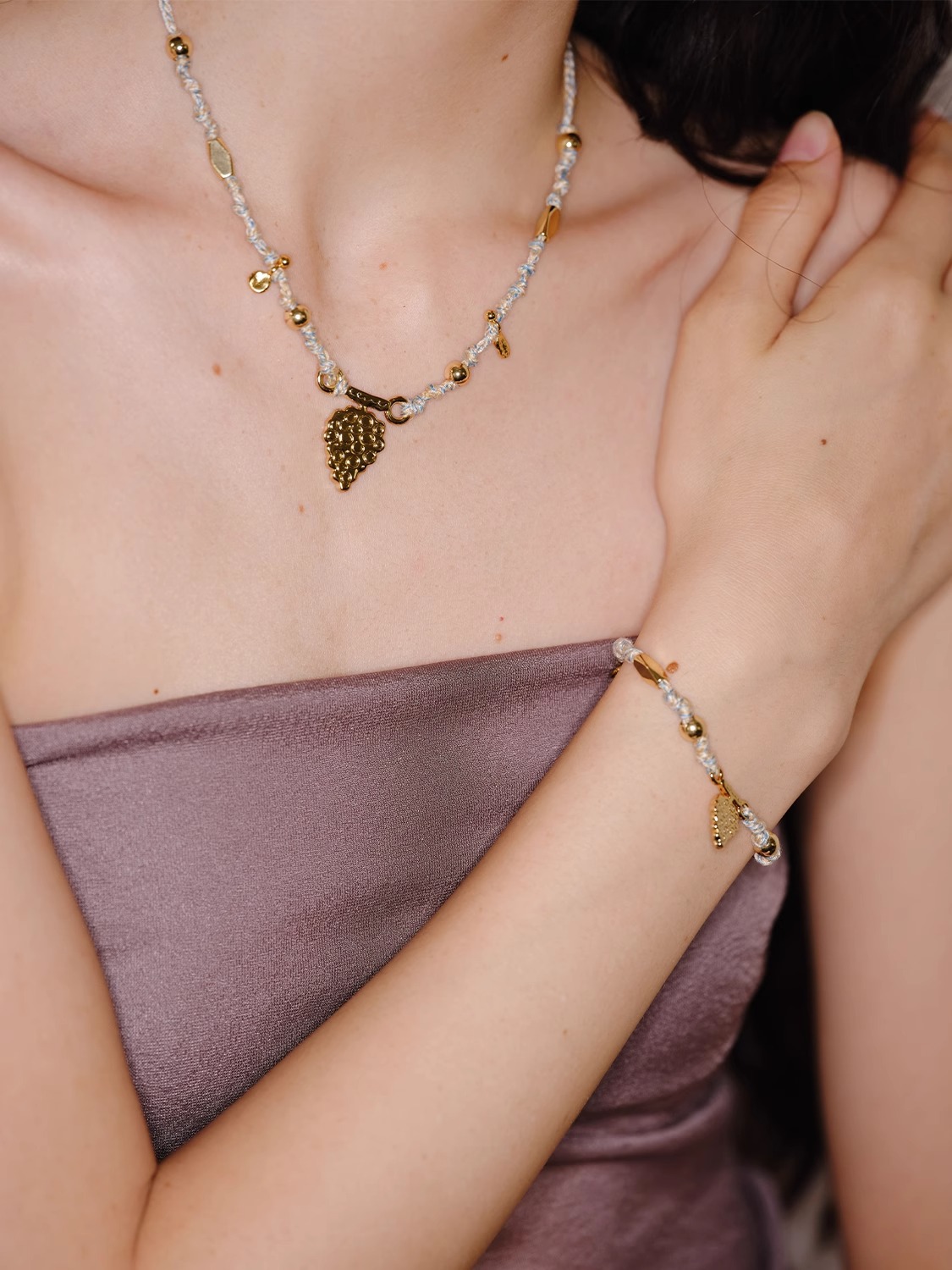 复古小众设计ins清新水果彩色编绳项链女纯手工编织日常百搭配饰详情7