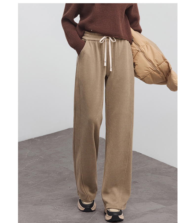 欧棉绒窄版阔腿裤女秋冬2025新款休闲高腰显宽松瘦垂感款式直筒裤详情24