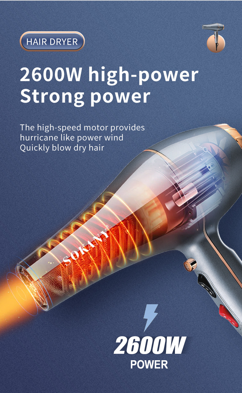 外贸SOKANY8807吹风机电吹风自用家用理发店专业吹风Hair Dryer详情6