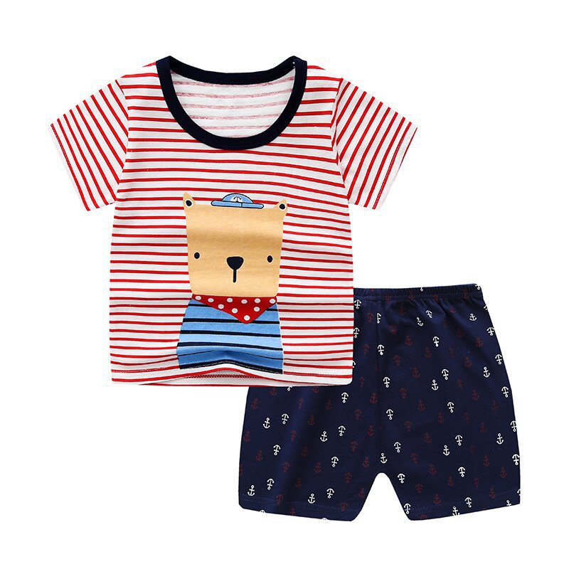Wholesale of T-shirts for children aged 0-5, summer infants and toddlers, boys and girls, baby cotton short-sleeved shirts and shorts, baby half-sleeved shirts pic 3