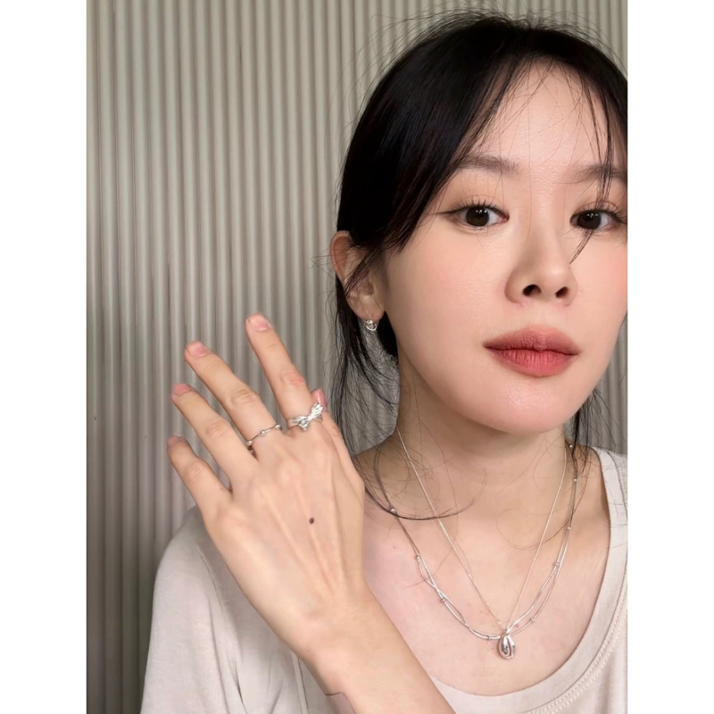 韩国博主happyrim同款蝴蝶结豆豆开口戒指精致简约叠戴可调节指环详情1