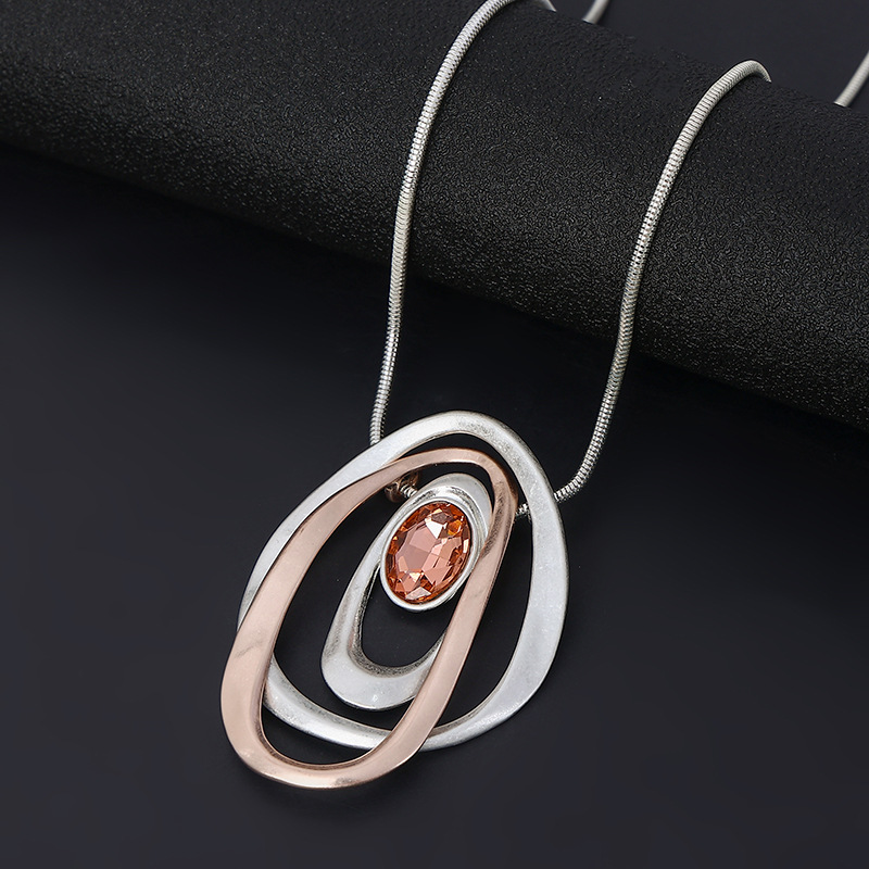 毛衣链跨境亚马逊爆款热销欧美时尚女式合金创意椭圆形项链长款详情15