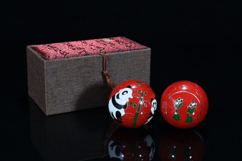 Premium gift box set of Beijing Cloisonne handball outer craft cultural gift Cloisonne low-temperature fitness ball pic 10