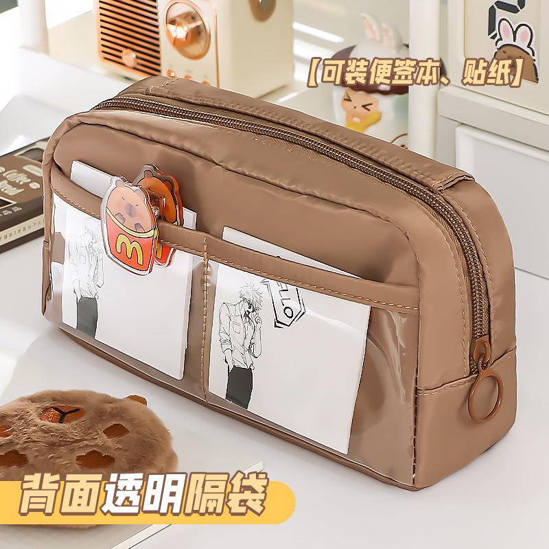 大容量透明笔袋美拉德大容量铅笔盒小学生新款多功能设计感文具袋详情5