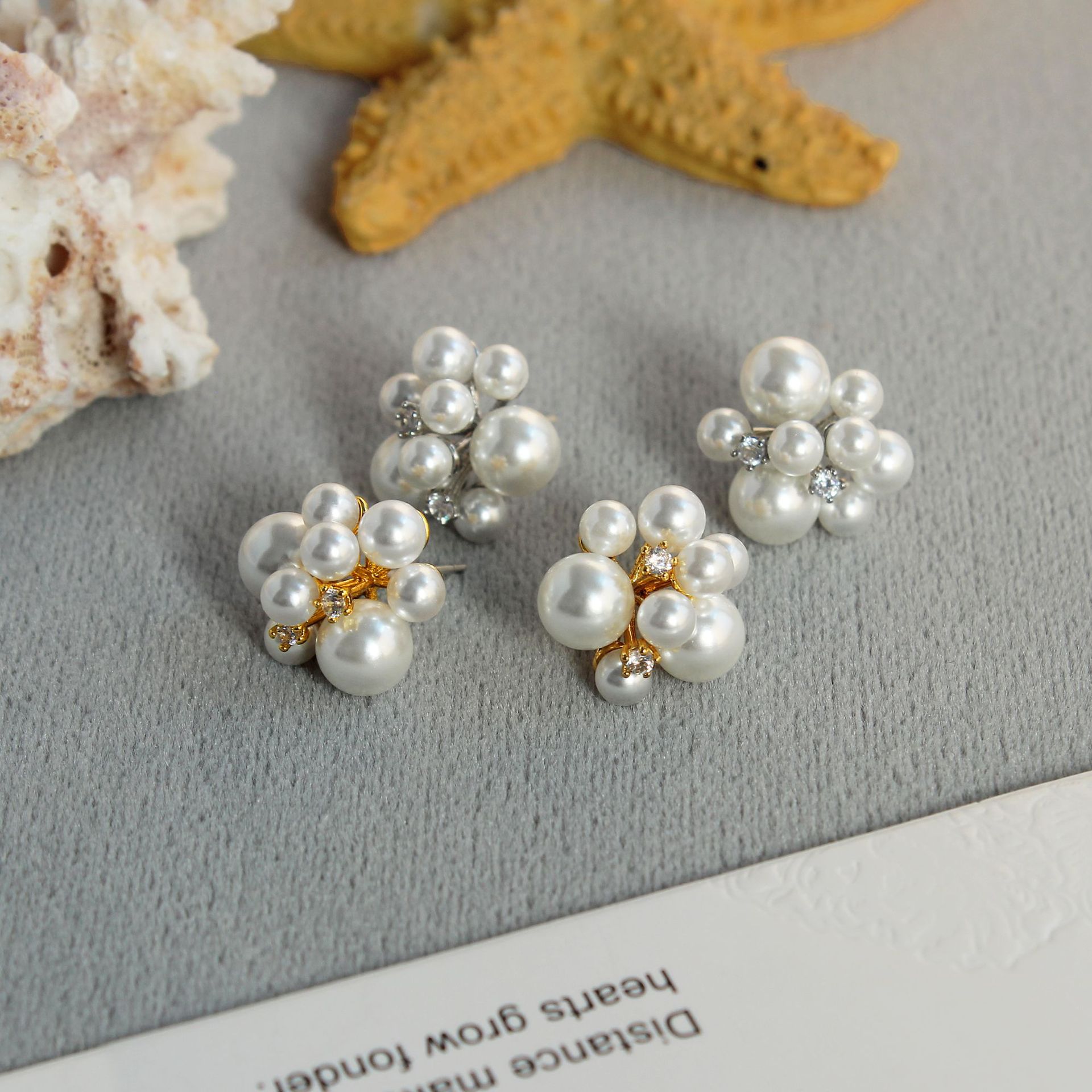 TASA家花束珍珠耳钉爆款法式简约小众高贵高级感轻奢锆石珍珠耳钉详情5