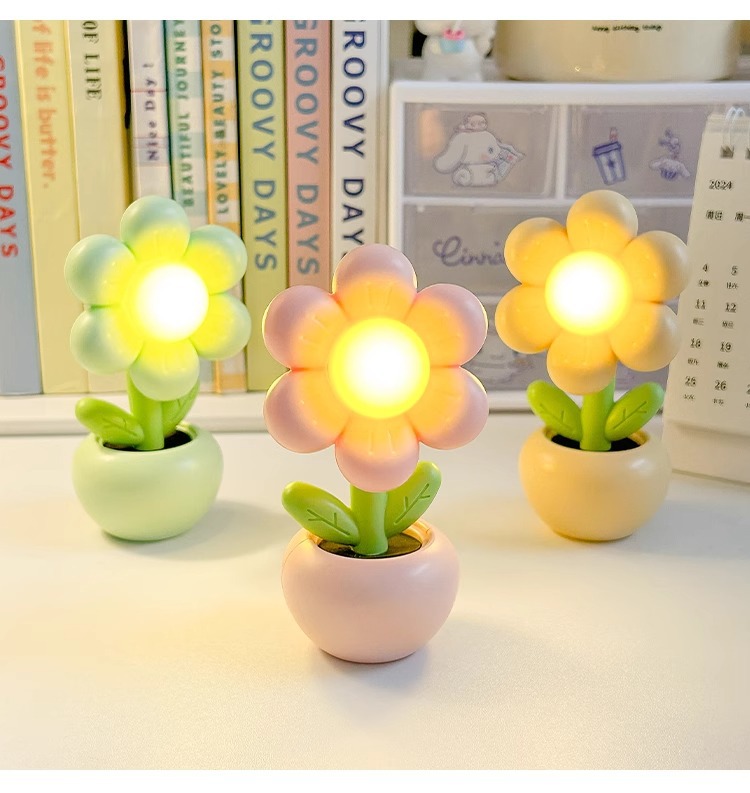 跨境小夜灯迷你小花床头创意不插电氛围灯礼物台灯可爱床头摆件详情16
